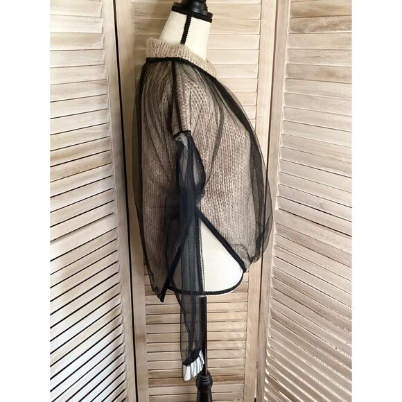 Perfect Number Fall 2020 RARE Sheer Overlay Chunky Knit Cropped Sweater S - Picture 7 of 12